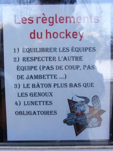 Les règlements du Hockey, école Arc-en-Ciel