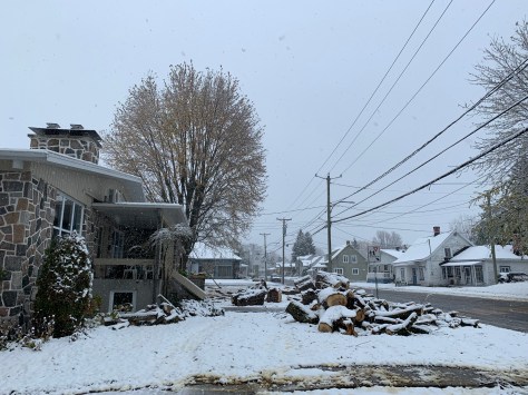 Maison avec bûches, rue Principale, Sainte-Monique